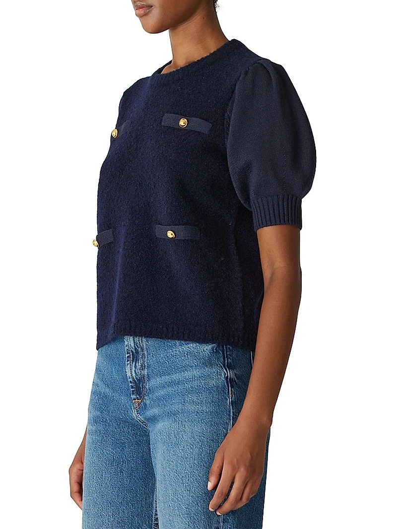 Lady Bouclé Short Puff Sleeve Sweater
