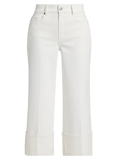 Sash Wide-Leg Ankle Crop Jeans