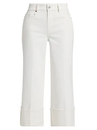 Sash Wide-Leg Ankle Crop Jeans