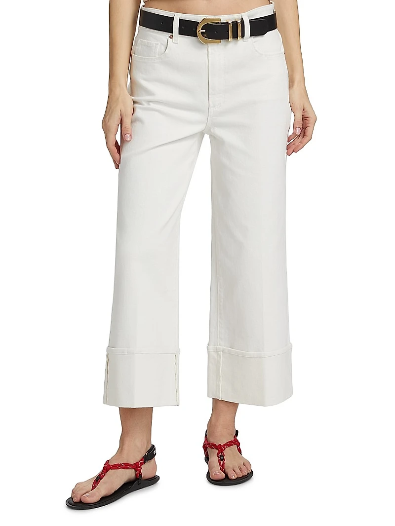 Sash Wide-Leg Ankle Crop Jeans