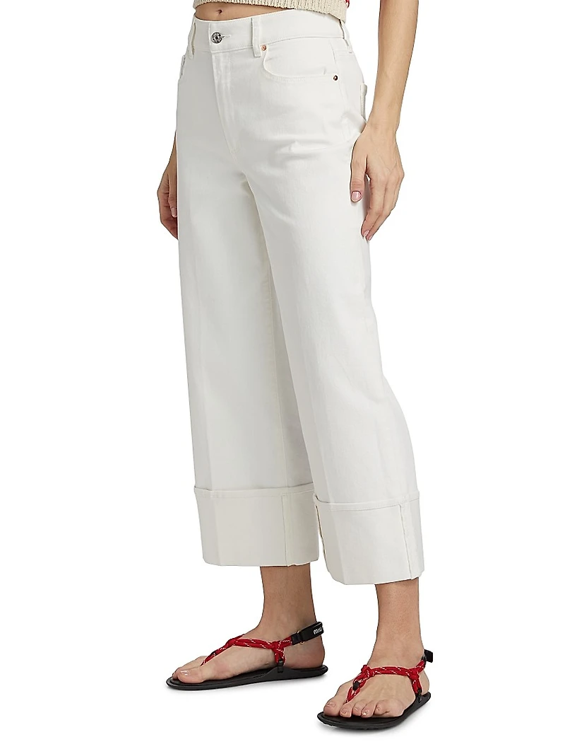Sash Wide-Leg Ankle Crop Jeans
