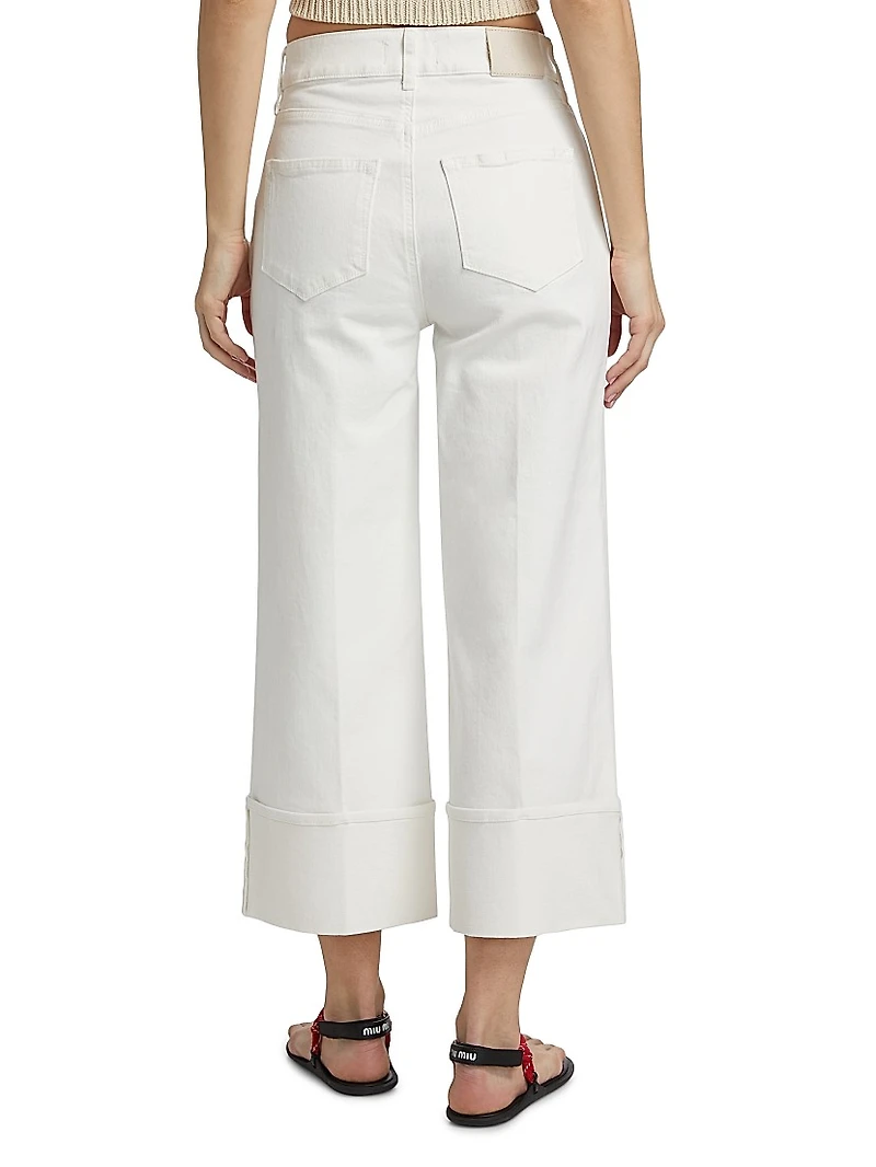 Sash Wide-Leg Ankle Crop Jeans