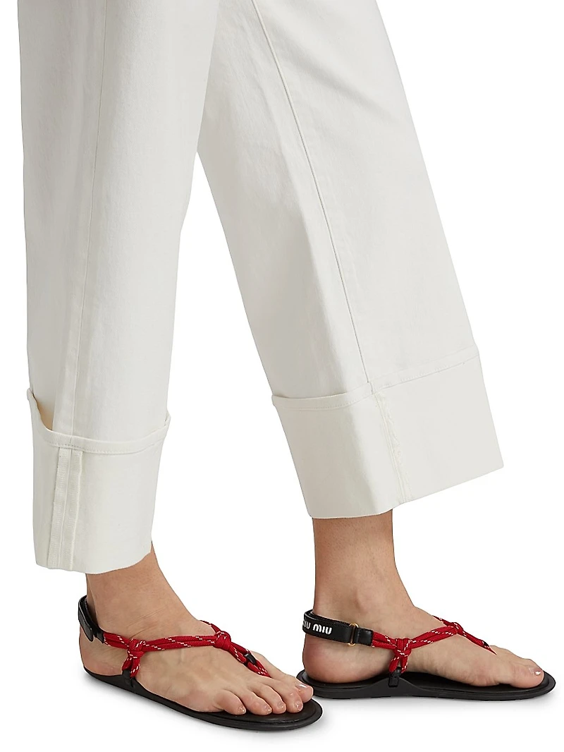 Sash Wide-Leg Ankle Crop Jeans