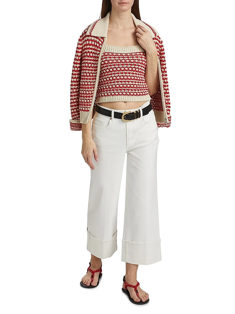 Sash Wide-Leg Ankle Crop Jeans
