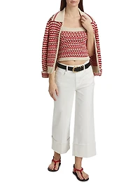 Sash Wide-Leg Ankle Crop Jeans