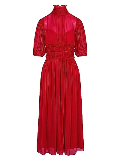 Chiffon Smocked-Waist Dress