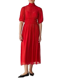 Chiffon Smocked-Waist Dress