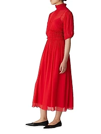 Chiffon Smocked-Waist Dress