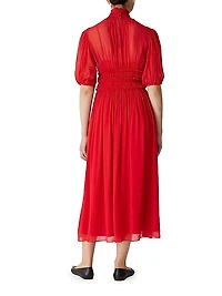 Chiffon Smocked-Waist Dress