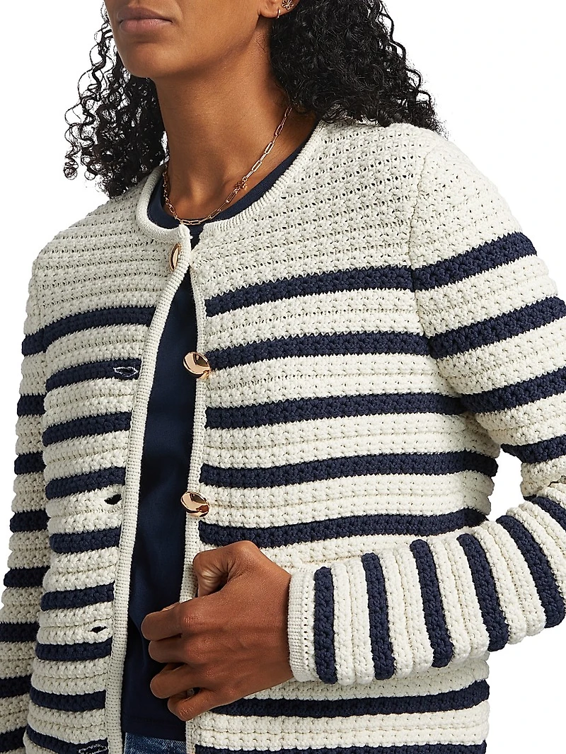 Oberon Striped Cotton Cardigan