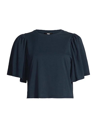 Sigrid Cotton Flounce-Sleeve Top