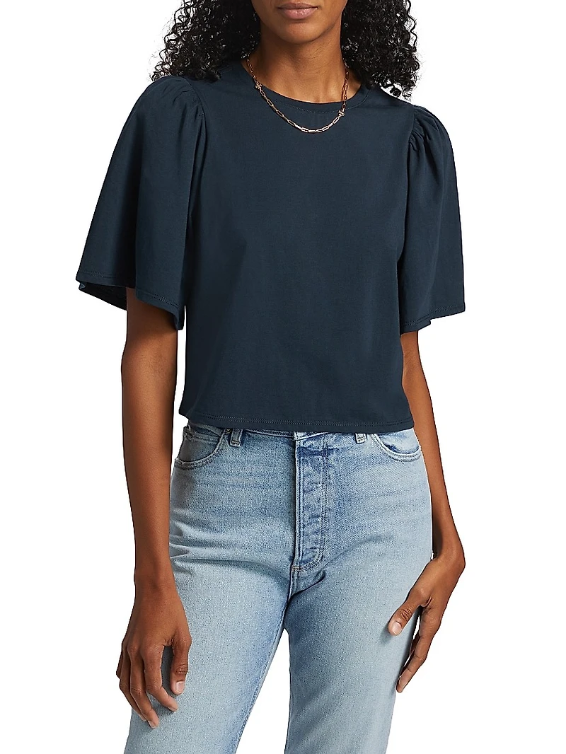 Sigrid Cotton Flounce-Sleeve Top