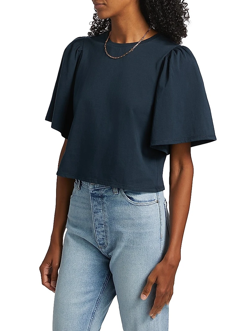 Sigrid Cotton Flounce-Sleeve Top