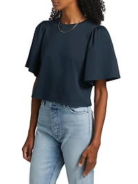 Sigrid Cotton Flounce-Sleeve Top