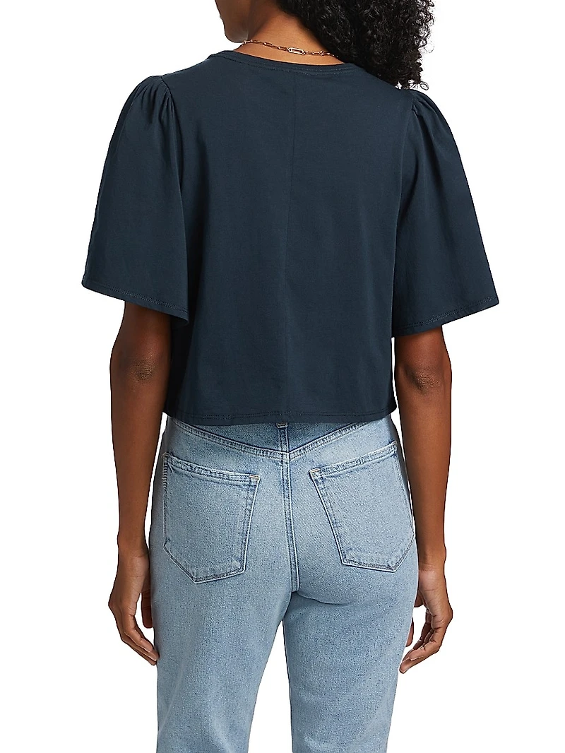 Sigrid Cotton Flounce-Sleeve Top