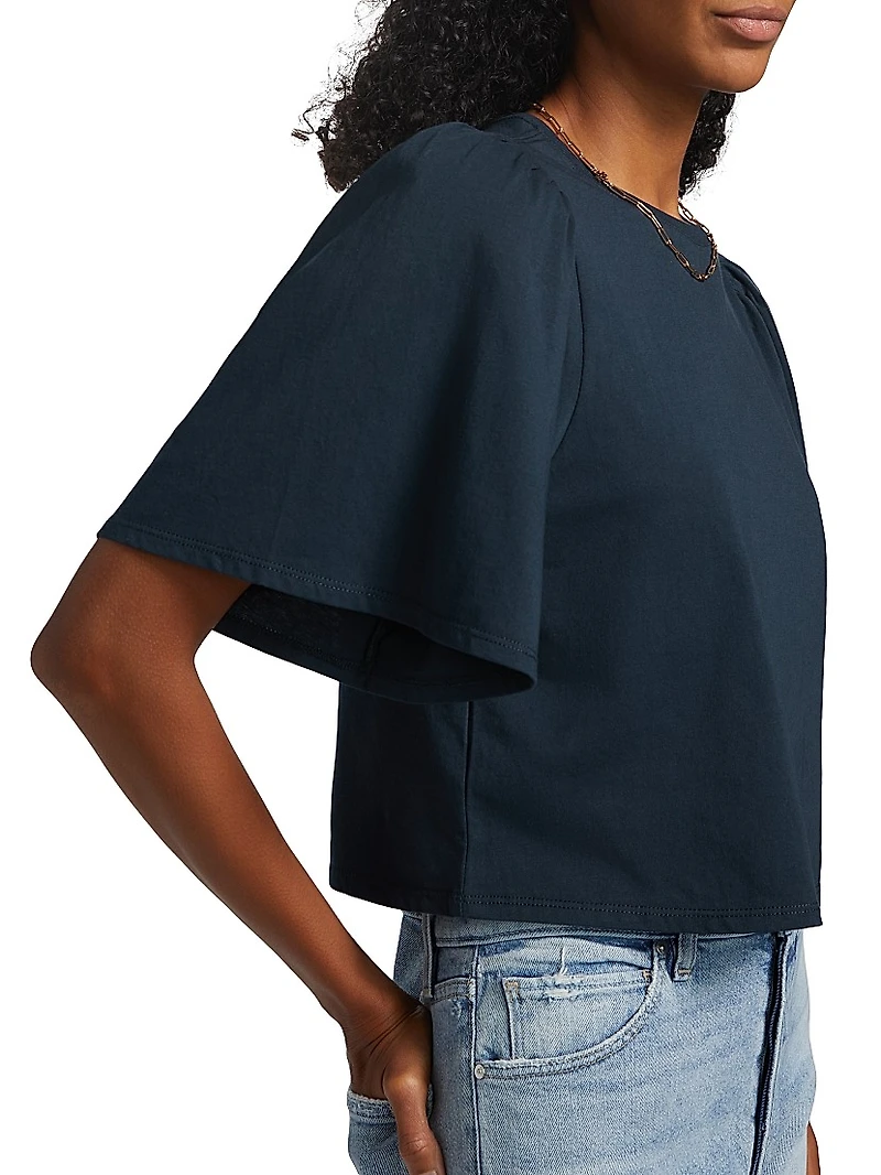 Sigrid Cotton Flounce-Sleeve Top