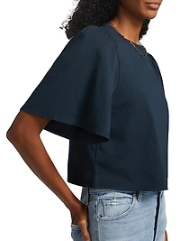 Sigrid Cotton Flounce-Sleeve Top