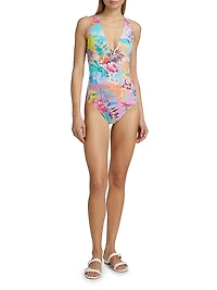 Zeru Cross-Back One-Piece Swimsuit