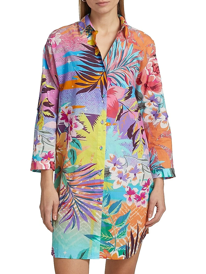 Zeru Button-Front Cover-Up Shirtdress