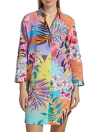 Zeru Button-Front Cover-Up Shirtdress