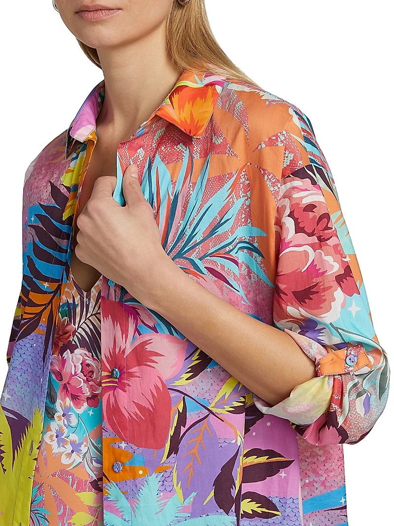 Zeru Button-Front Cover-Up Shirtdress