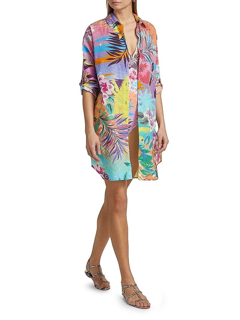 Zeru Button-Front Cover-Up Shirtdress