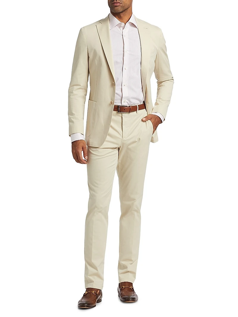 Stretch Cotton Poplin Two-Button Slim-Fit Suit