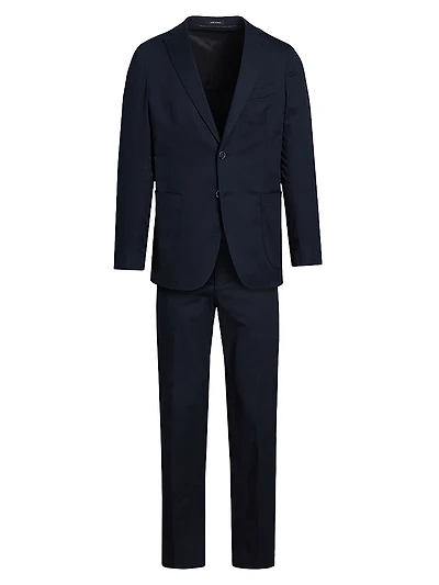 Stretch Cotton Poplin Two-Button Slim-Fit Suit