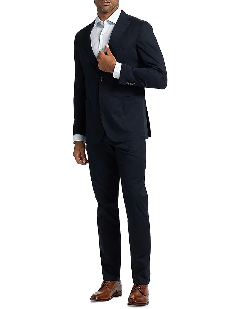Stretch Cotton Poplin Two-Button Slim-Fit Suit