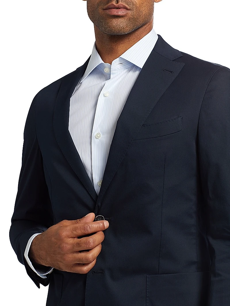 Stretch Cotton Poplin Two-Button Slim-Fit Suit