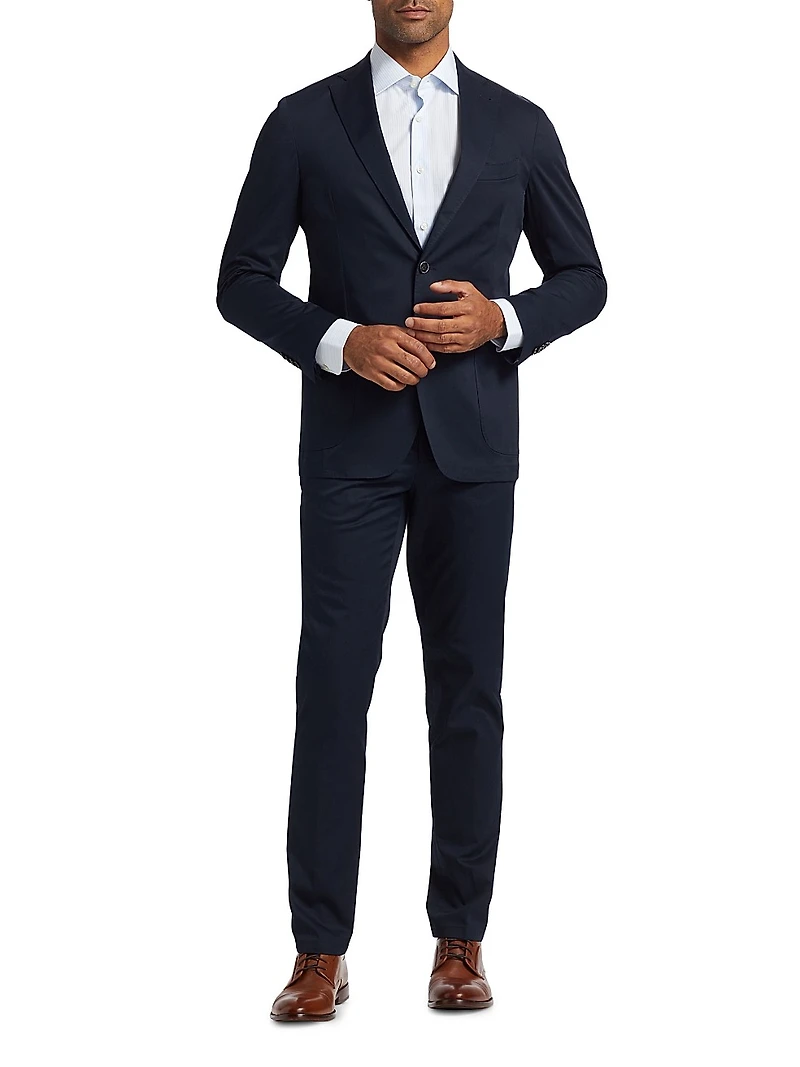 Stretch Cotton Poplin Two-Button Slim-Fit Suit