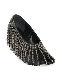Mona 95MM Crystal Fringe Leather Pumps