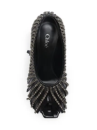 Mona 95MM Crystal Fringe Leather Pumps