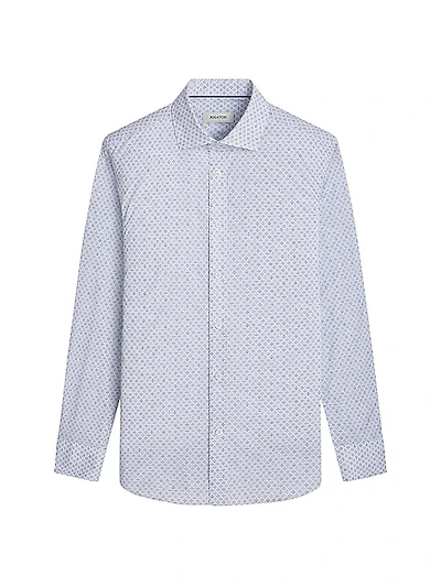 Axel Geometric Stretch Cotton Button-Front Shirt