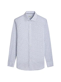 Axel Geometric Stretch Cotton Button-Front Shirt