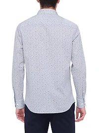 Axel Geometric Stretch Cotton Button-Front Shirt
