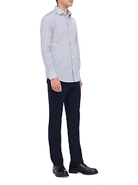 Axel Geometric Stretch Cotton Button-Front Shirt