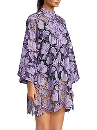 Tonal Flat Lace Mini Caftan