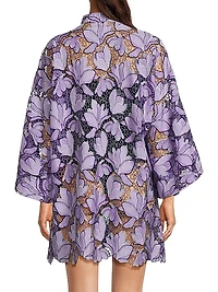 Tonal Flat Lace Mini Caftan