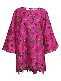 Leafy Floral Lace Mini Caftan