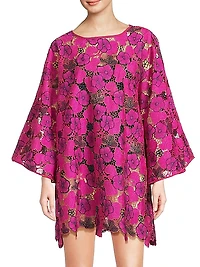 Leafy Floral Lace Mini Caftan