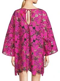 Leafy Floral Lace Mini Caftan