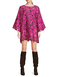 Leafy Floral Lace Mini Caftan