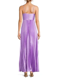 Blair Satin Plissé Halter Gown
