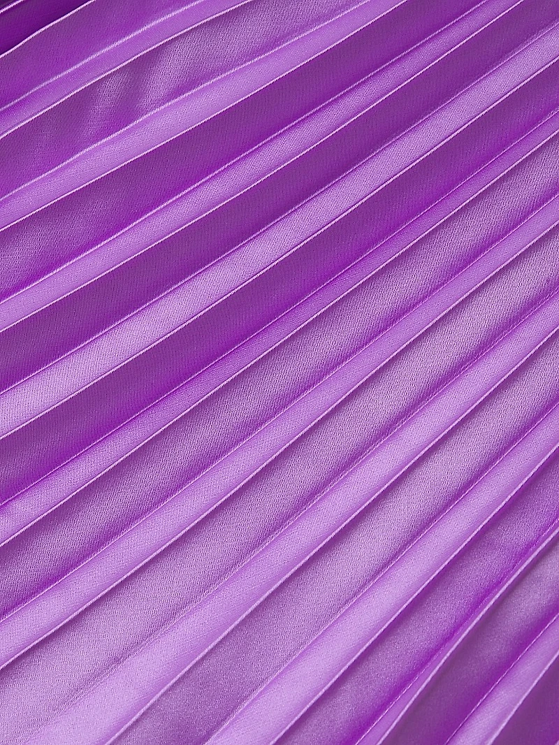 Blair Satin Plissé Halter Gown