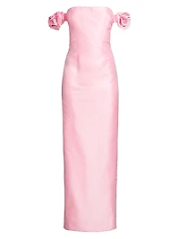 Azi Off-the-Shoulder Column Gown