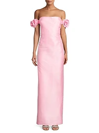 Azi Off-the-Shoulder Column Gown
