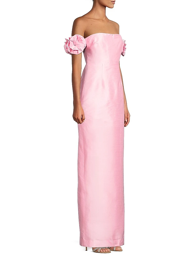 Azi Off-the-Shoulder Column Gown