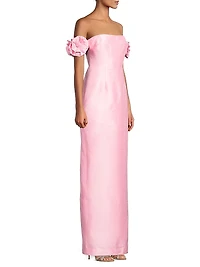 Azi Off-the-Shoulder Column Gown