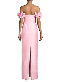 Azi Off-the-Shoulder Column Gown